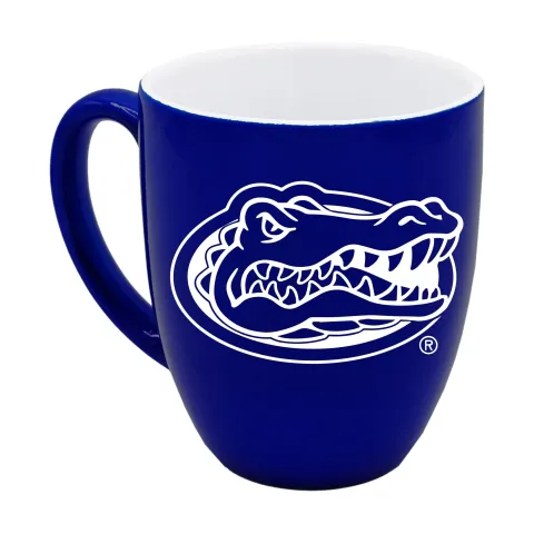 Engraved blue latte mug